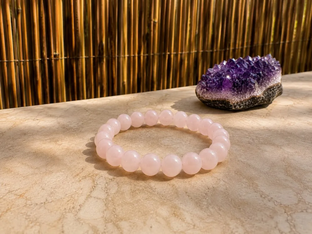 bracelet en pierre de Quartz Rose