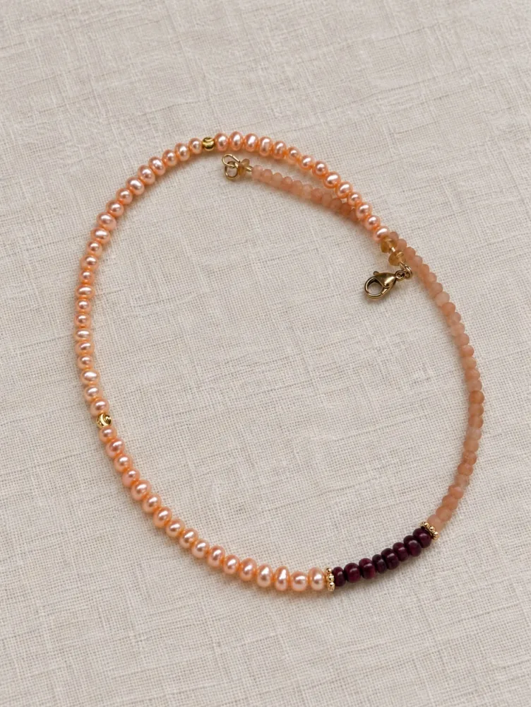Collier Nacre d'Aurore & Rubis